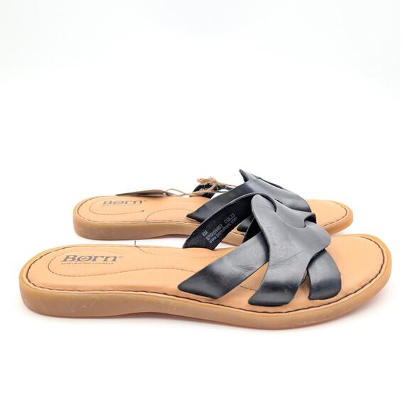 Børn Isabella Slip On Slide Sandal Women's Leather Black/Tan Size US6M EU37 - Picture 9 of 9